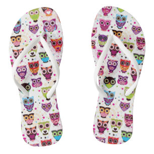 Colourful Owl Pattern For Kids 2 Flip Flops
