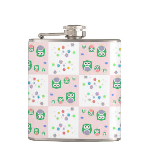 Colourful Owl Pattern For Kids 2 Hip Flask