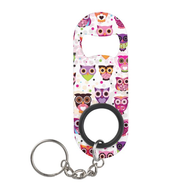 Colourful Owl Pattern For Kids 2 Keychain Bottle Opener (Front)