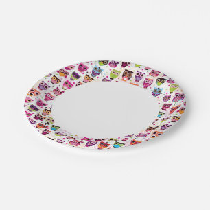 Colourful Owl Pattern For Kids 2 Paper Plate