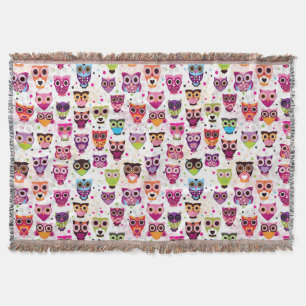 Colourful Owl Pattern For Kids 2 Throw Blanket