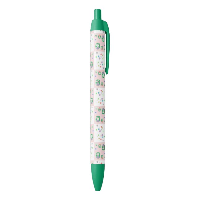 Colourful Owl Pattern For Kids Black Ink Pen (Bottom (Vertical))