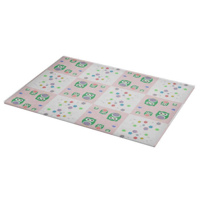 Colourful Owl Pattern For Kids Cutting Board (Corner)