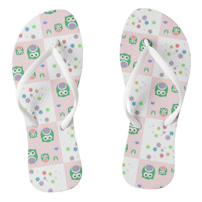 Colourful Owl Pattern For Kids Flip Flops (Footbed)