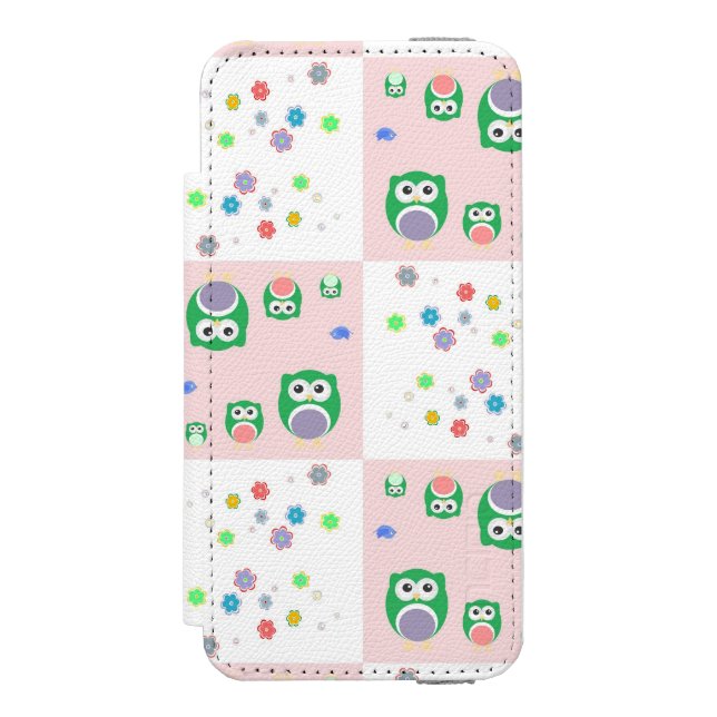 Colourful Owl Pattern For Kids Incipio iPhone Wallet Case (Folio Front)