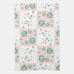 Colourful Owl Pattern For Kids Kitchen Towel