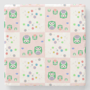 Colourful Owl Pattern For Kids Stone Coaster