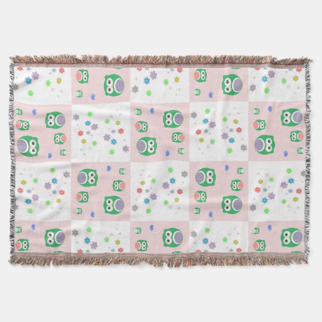 Colourful Owl Pattern For Kids Throw Blanket (Front)