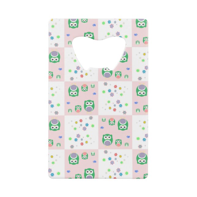 Colourful Owl Pattern For Kids Wallet Bottle Opener (Front)