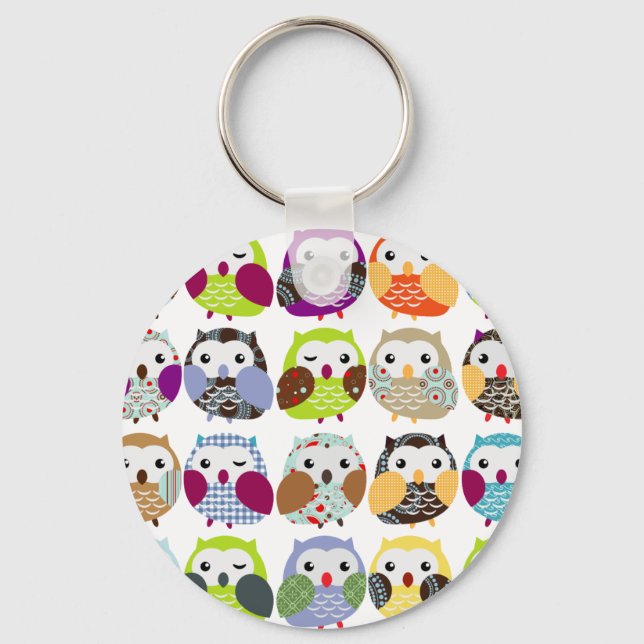 Colourful Owl Pattern Keychain (Front)