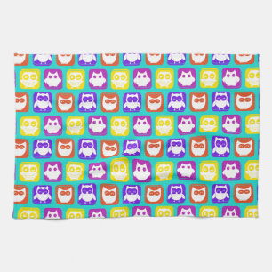 Colourful Owl Pattern Kitchen Towel
