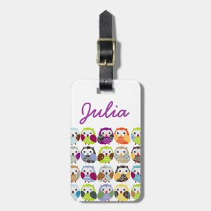 Colourful Owl Pattern Luggage Tag