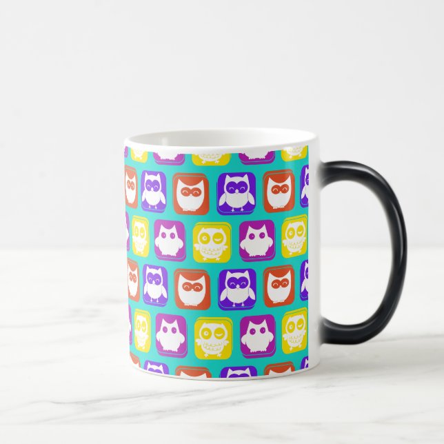 Colourful Owl Pattern Magic Mug (Right)