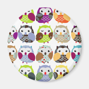 Colourful Owl Pattern Magnet