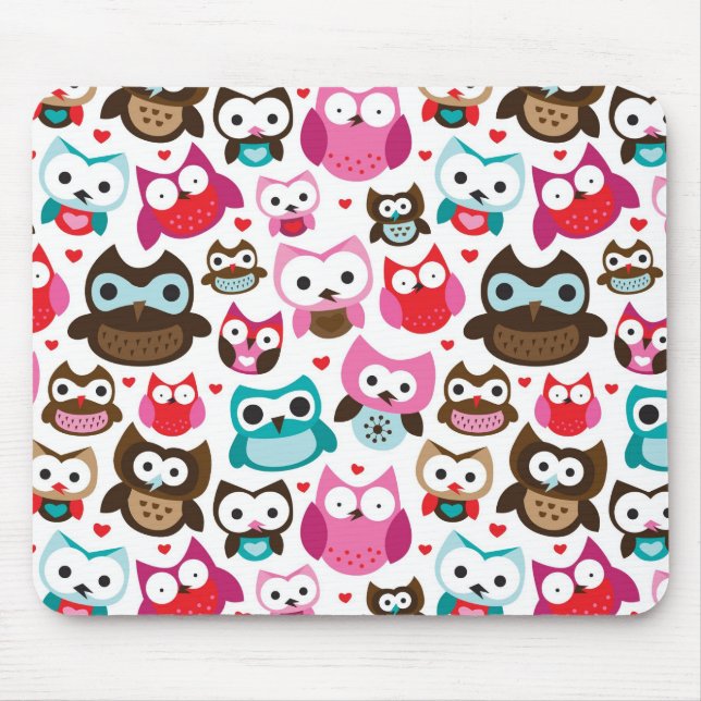 colourful owl pattern mouse pad (Front)