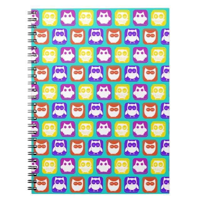 Colourful Owl Pattern Notebook (Front)