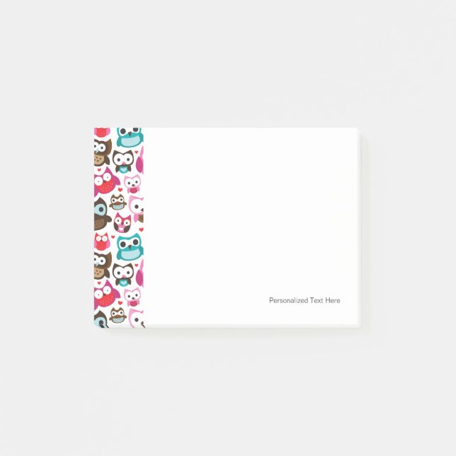 colourful owl pattern post-it notes (Front)