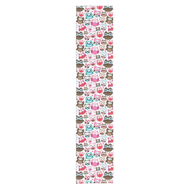 colourful owl pattern short table runner (Front)
