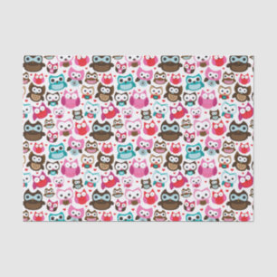 colourful owl pattern tissue paper