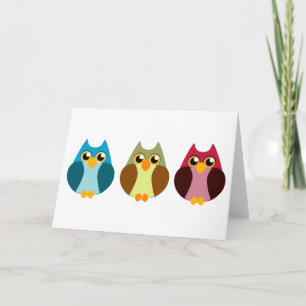 Colourful Owl Trio Card
