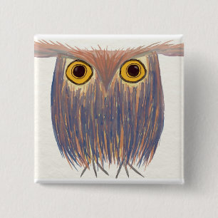 Colourful Owl Watercolor Painting 2 Inch Square Button