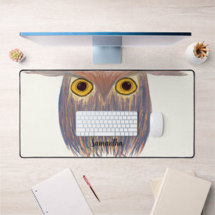 Colourful Owl Watercolor Painting Desk Mat