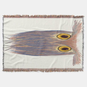 Colourful Owl Watercolor Painting Throw Blanket