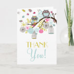 Colourful Owls and Falling Leaves Thank You Card<br><div class="desc">Colourful Owls and Falling Leaves Thank You Card 
 
 This colourful spring/autumn thank you card is a part of a wedding suite. Matching items are available in my store.</div>