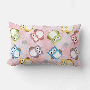 Colourful Owls Choose Square or Lumbar Pillow