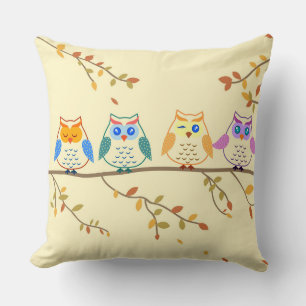 Colourful Owls Decorative Pillow