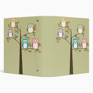 Colourful Owls in Pretty Tree Binder