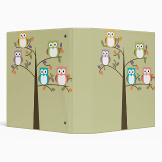 Colourful Owls in Pretty Tree Binder
