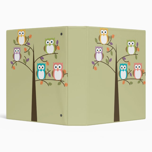 Colourful Owls in Pretty Tree Binder (Background)