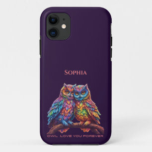 Colourful Owls-Love Birds-Valentine's Day iPhone 11 Case