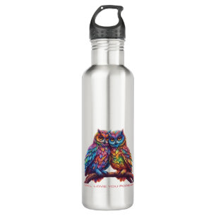 Colourful Owls-Love Birds-Valentine's Day Gift- 710 Ml Water Bottle