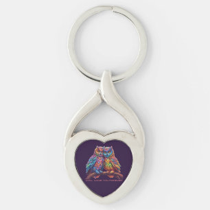Colourful Owls-Love Birds- Valentines Day Gift- Keychain