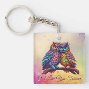 Colourful Owls-Love Birds- Valentines Day Gift- Keychain