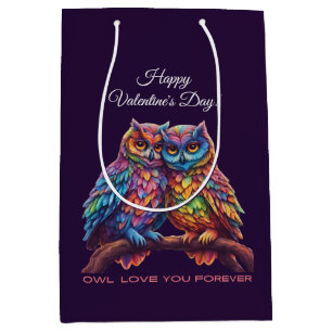Colourful Owls-Love Birds-Valentine's Day Medium Gift Bag