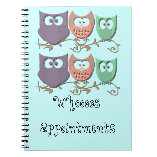 Colourful Owls on a Vine Picture Notebook (Front)