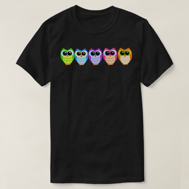Colourful Owls T-Shirt (Design Front)