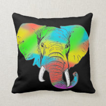 Colourful Pachyderm Reversible Throw Pillow