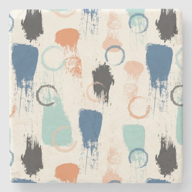 Colourful Paint Blotches and Splats Stone Coaster (Front)