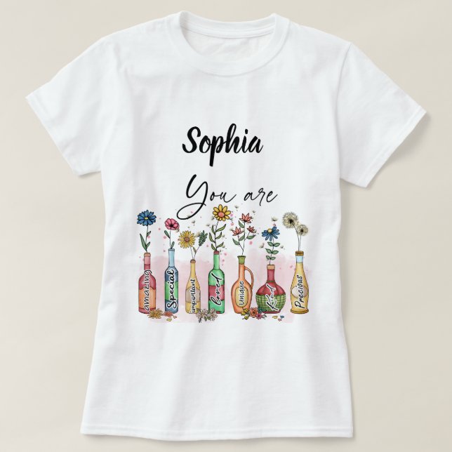 Colourful Paint Bottle Floral Sublimination Costom T-Shirt (Design Front)