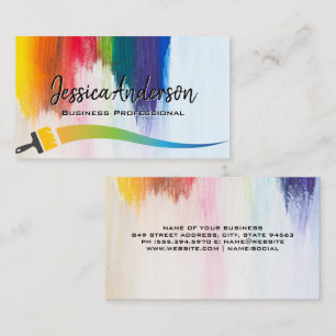 Colourful Paint Brush Strokes Artistic Business Card
