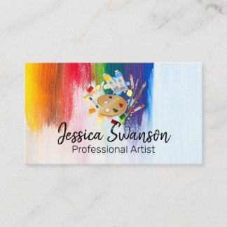 Colourful | Paint Brushed | Modern Artist Business Card