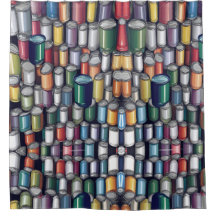 Colourful Paint Can Pattern Shower Curtain
