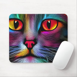 Colourful Paint Cat Abstract Mouse Pad