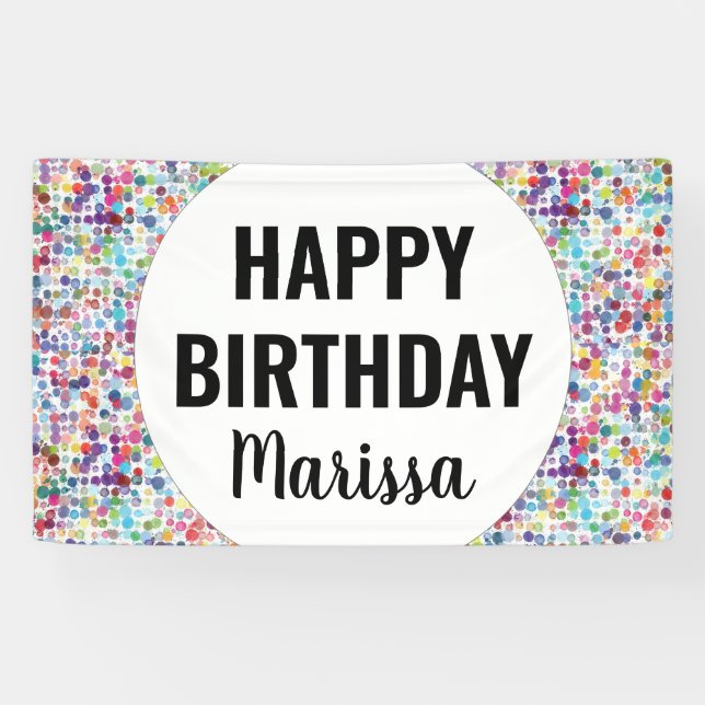Colourful Paint Dots Custom Birthday Banner (Horizontal)