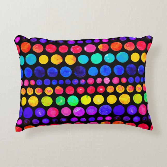 Colourful Paint Dots Pattern Accent Pillow (Front)
