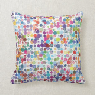Colourful Paint Dots Splatters Throw Pillow
